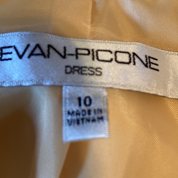 PARTY Shimmering Gold EVAN PICONE Faux Wrap Dress size 10 - Picture 8 of 9